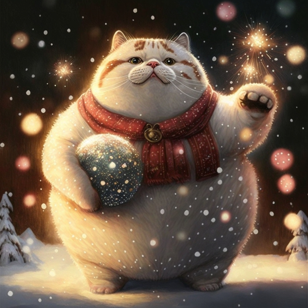 Fat cats celebrate New Year - My, Midjourney, cat, Fat cats, New Year, Art, Neural network art