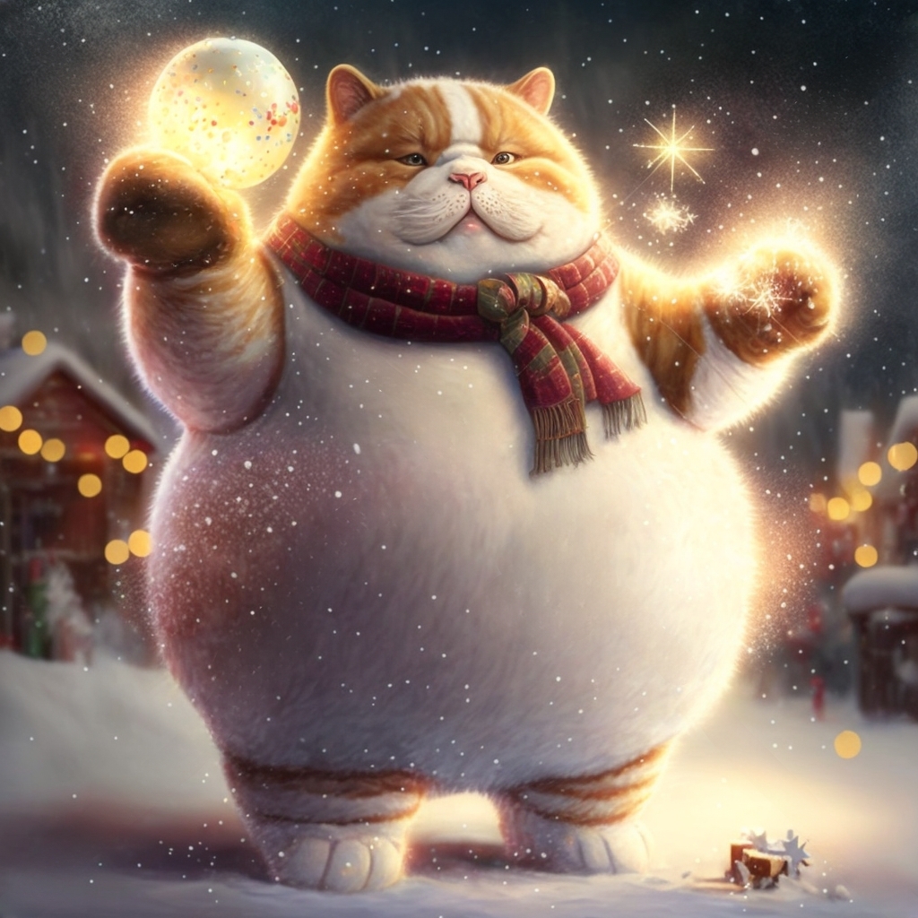 Fat cats celebrate New Year - My, Midjourney, cat, Fat cats, New Year, Art, Neural network art