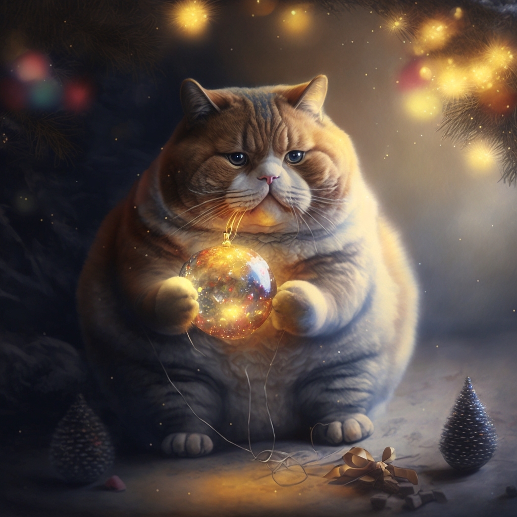 Fat cats celebrate New Year - My, Midjourney, cat, Fat cats, New Year, Art, Neural network art