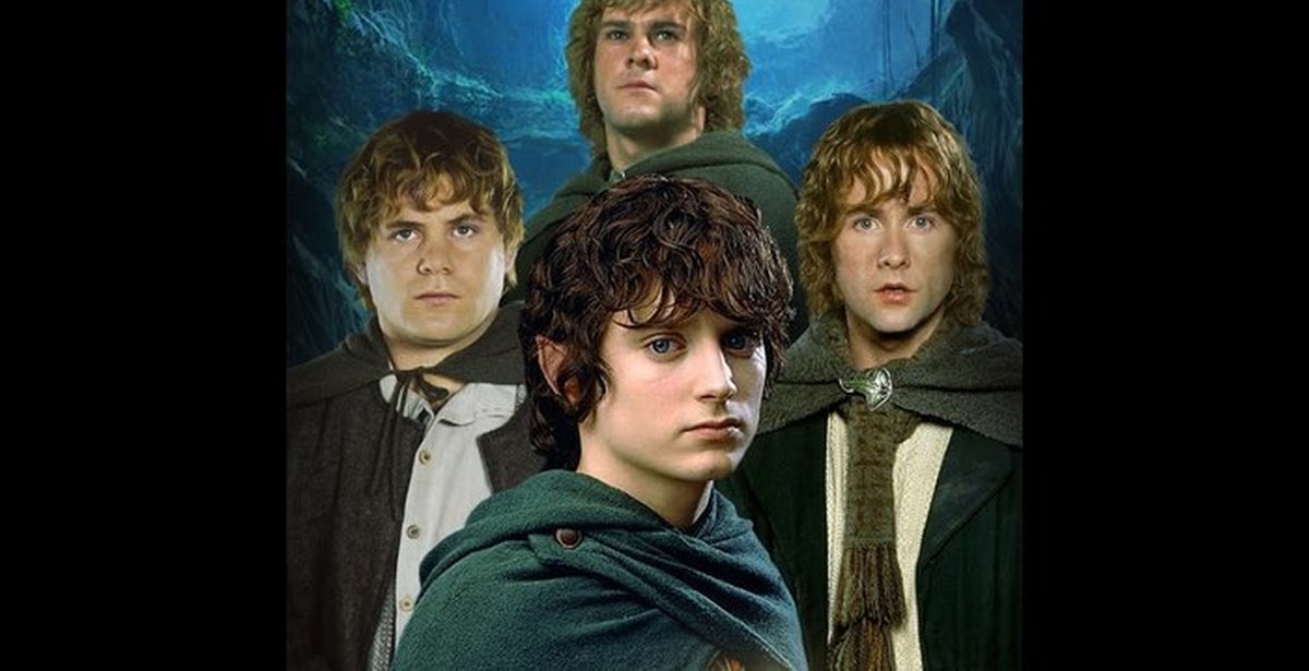 Хоббиты средиземья. Фродо Сэм Мерри и пиппин. Хоббиты из Властелина колец. Хоббит фото.